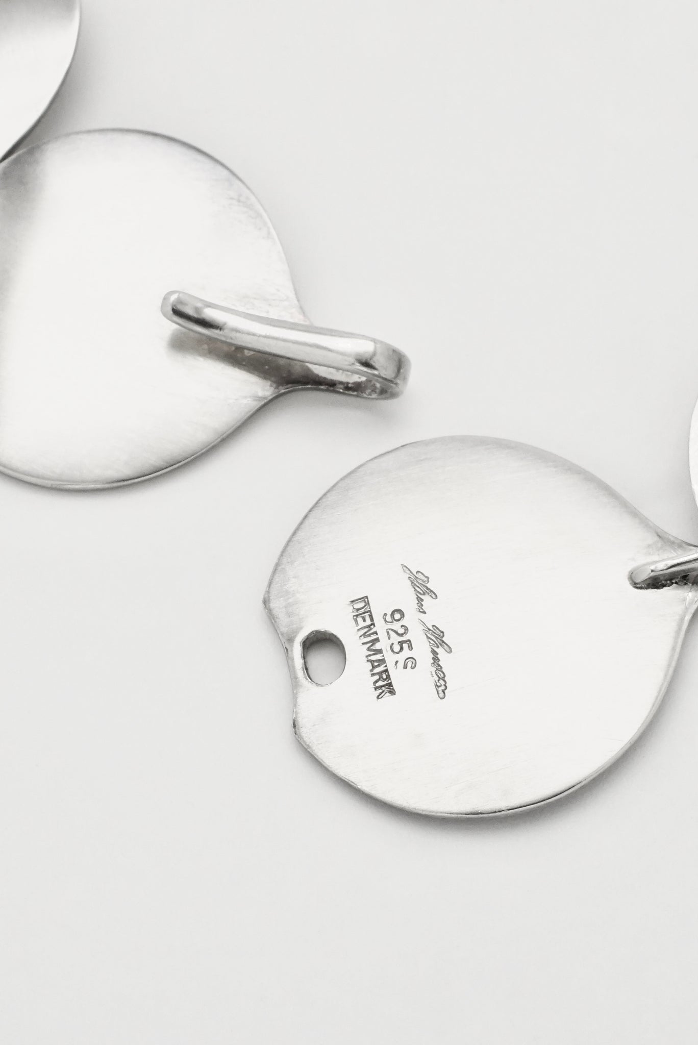 Vintage Hans Hansen Sterling Silver Modernist Round Leaf Link Necklace