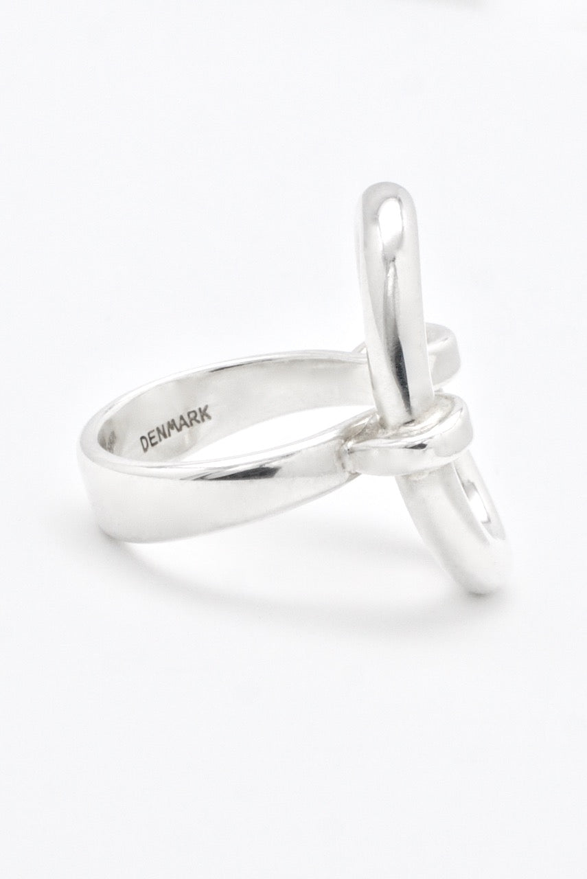 Vintage Hans Hansen Sterling Silver Oval Hoop Ring 1970s