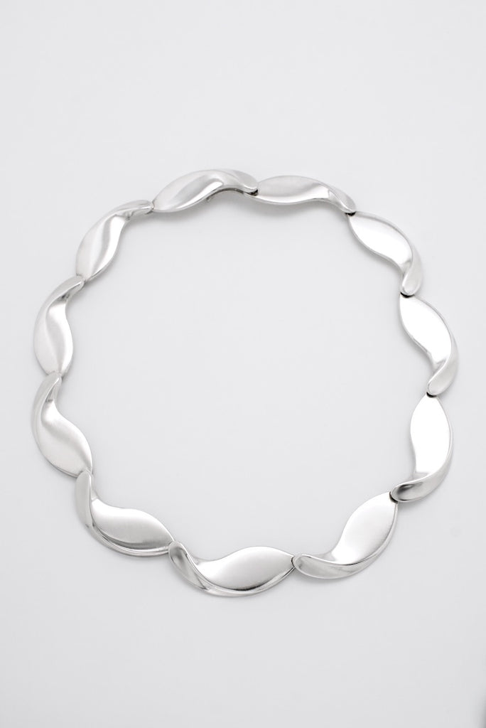 Vintage Georg Jensen Sterling Silver Modernist Leaf Necklace - Hans Hansen