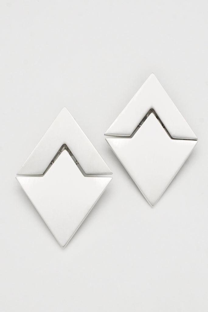 Vintage Hans Hansen Sterling Silver Hinged Lozenge Clip Earrings 1980s