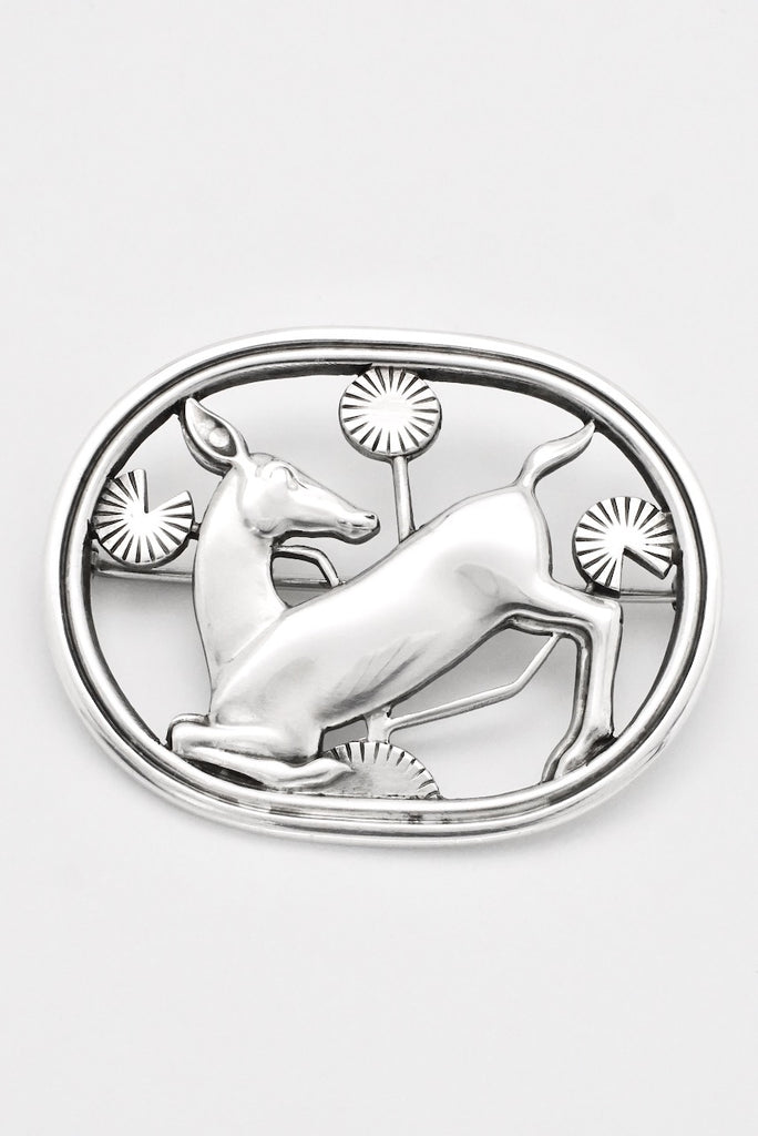 Vintage Georg Jensen Sterling Silver Deco Deer Brooch Design 256 Arno Malinowski