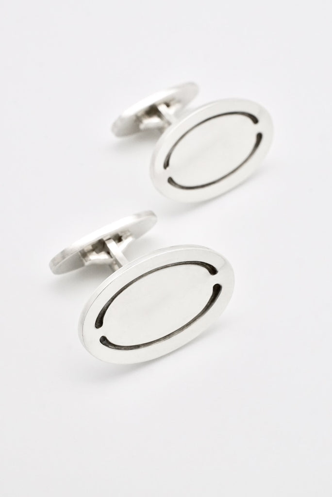 Vintage Georg Jensen Sterling Silver Oval Cufflinks - design 75A Poul Hansen