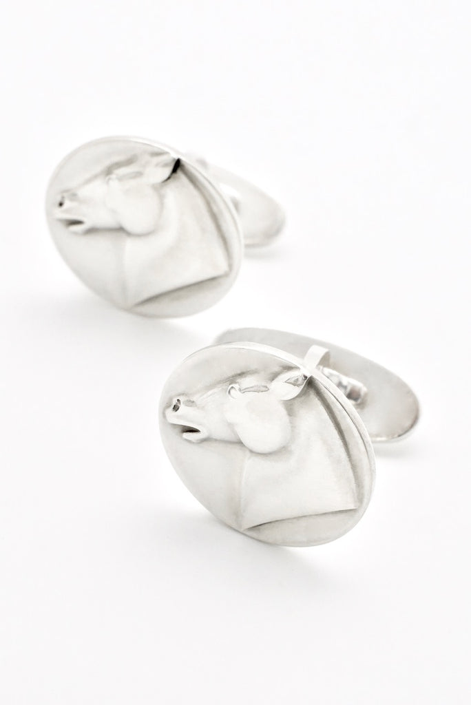 Vintage Georg Jensen Sterling Silver Horse Head Cufflinks - design 63 Arno Mallinowski