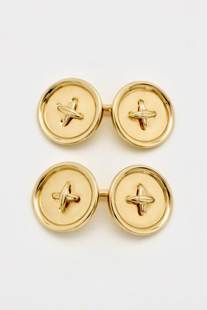 Vintage Tiffany & Co 18k Yellow Gold X Button Cufflinks 1990s