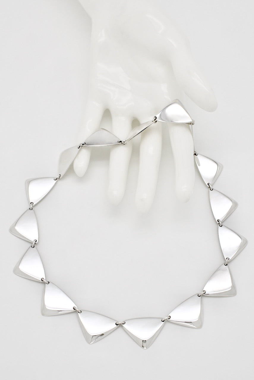 Vintage Hans Hansen Sterling Silver Triangle Necklace 1960s