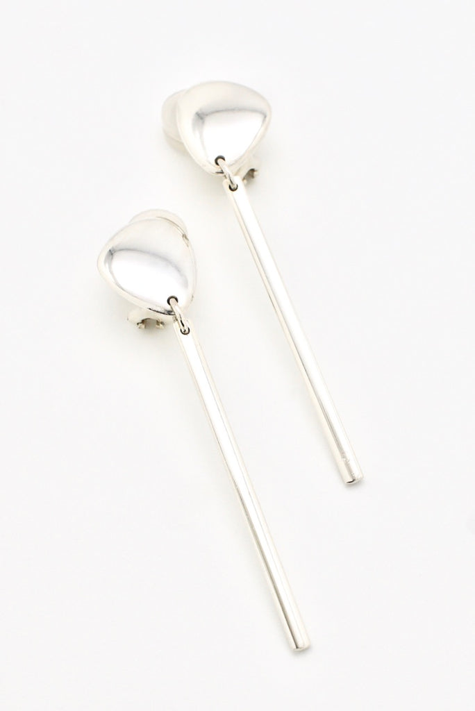Vintage Georg Jensen Sterling Silver Drop Clip Earrings - design 445 Lina Falkesgaard