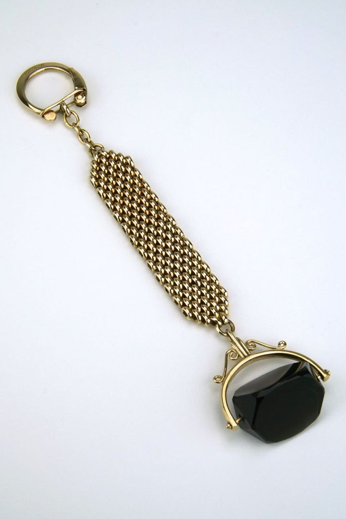 Vintage 9k Gold and Smoky Quartz Keyring