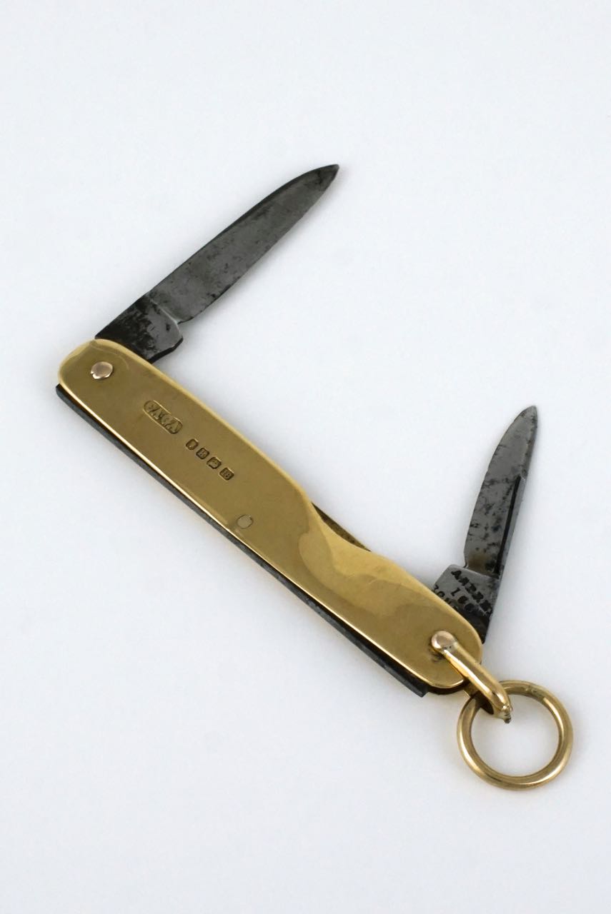 Antique Asprey 18k yellow gold folding pocket knife 1905