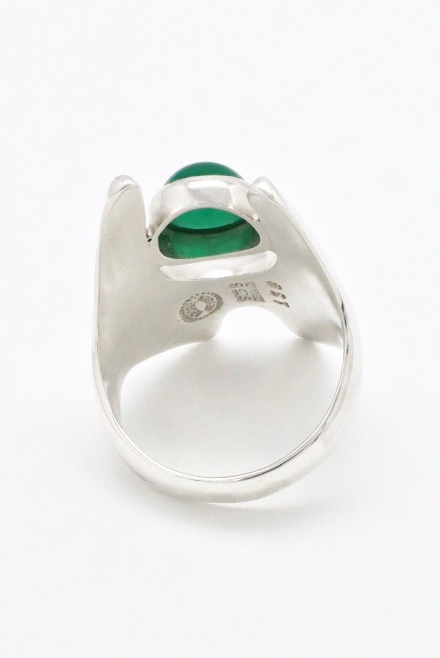 Vintage Georg Jensen Sterling Silver Green Agate Ring - design 139 Henning Koppel
