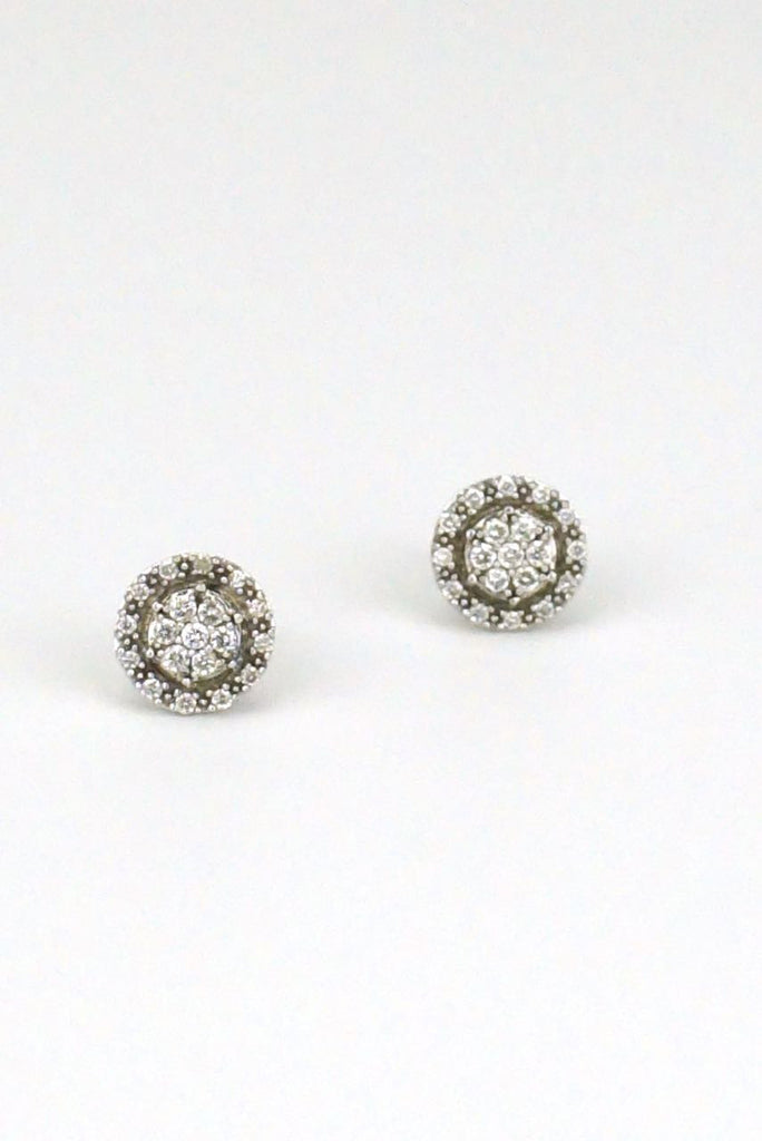 18k white gold and diamond dome stud earrings