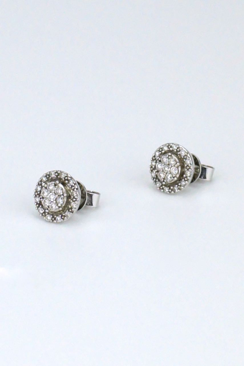 18k white gold and diamond dome stud earrings