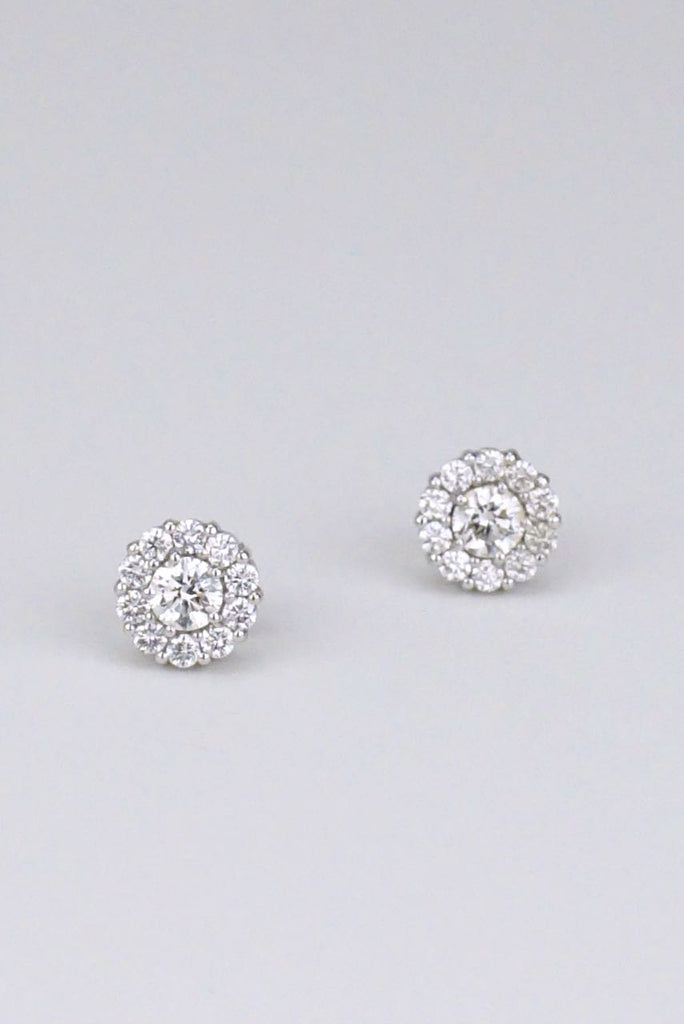 18k white gold and diamond cluster earrings