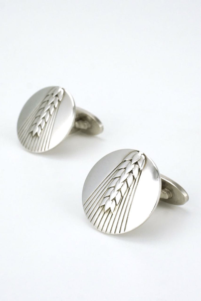Vintage Georg Jensen silver wheat motif cufflinks - design 78B