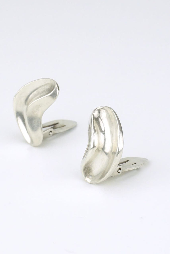 Vintage Anton Michelsen Modernist Kidney Shape Clip Earrings