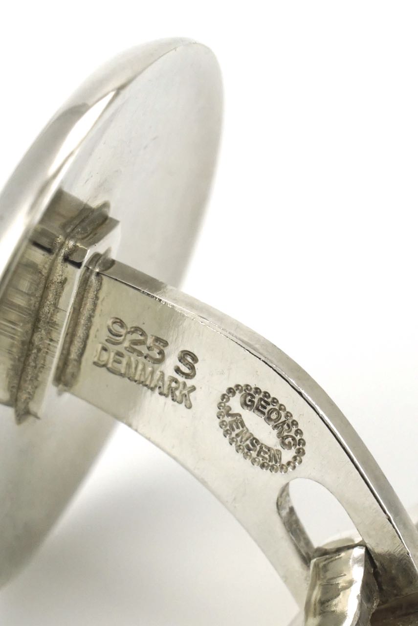 Vintage Georg Jensen silver round cufflinks - design 82 Flemming Eskildsen 1960s