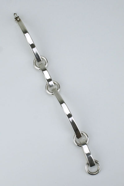 【Vintage Silver】 Square Link Bracelet Vintage Sterling Silver Square Swirl Link Bracelet 7.5