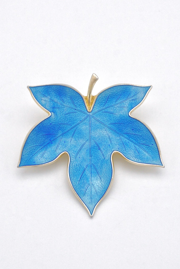 Vintage Sterling Silver Gilt Enamel Maple Leaf Brooch Denmark 1960s