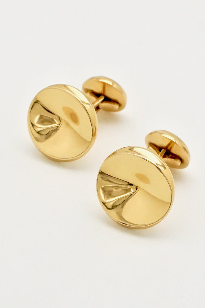 Vintage Georg Jensen Gold Concave Disc Cufflinks - design 1074C Nanna Ditzel