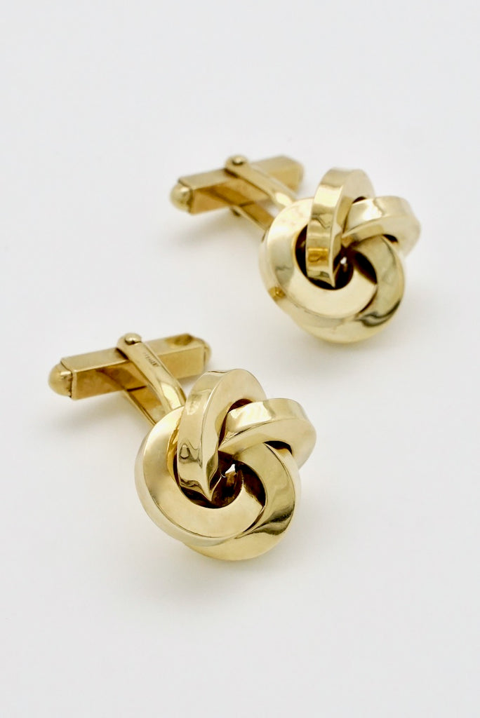 Vintage German 14k Gold Knot Cufflinks - 1970s