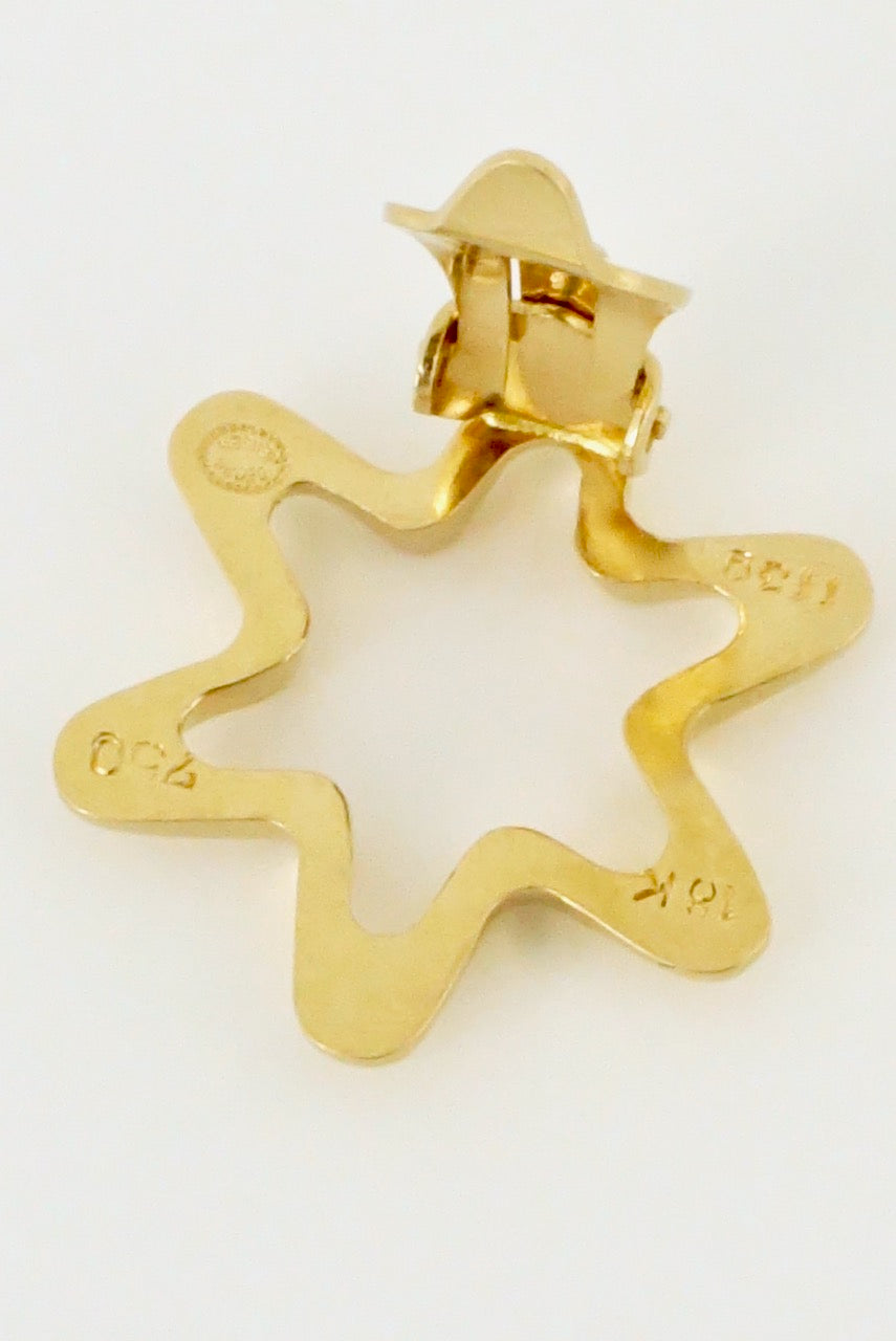 Vintage Georg Jensen 18k Yellow Gold Star Clip Earrings design 1139 Henning Koppel