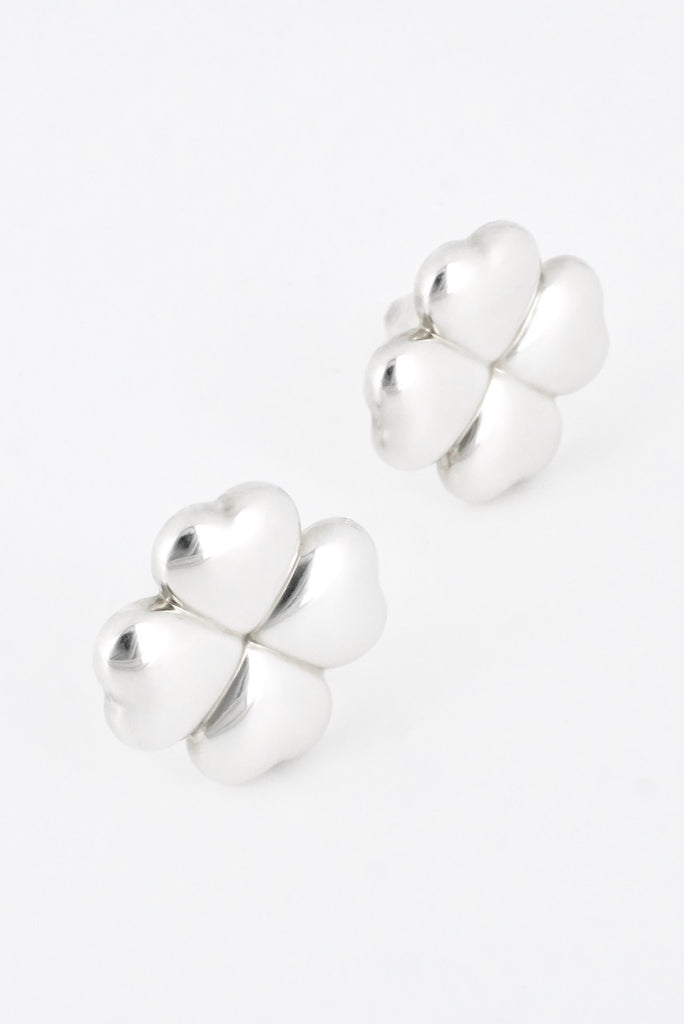 Vintage Georg Jensen Sterling Silver Clover Leaf Clip Earrings - design 387 Kim Naver