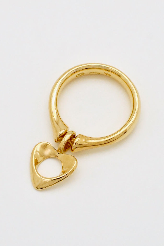 Vintage Georg Jensen 18k Yellow Gold Dashing Heart Ring - design Henning Koppel