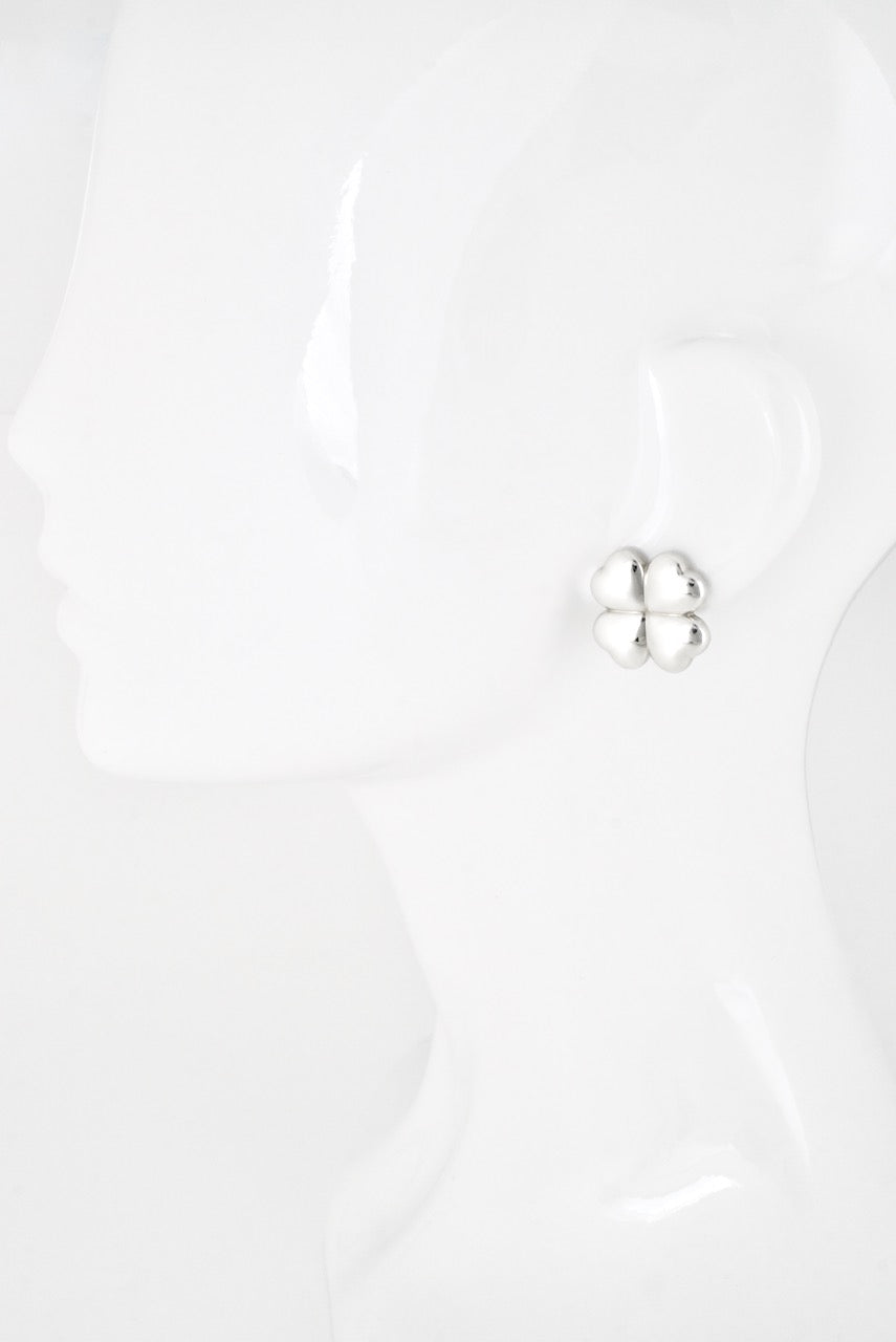 Vintage Georg Jensen Sterling Silver Clover Leaf Clip Earrings - design 387 Kim Naver