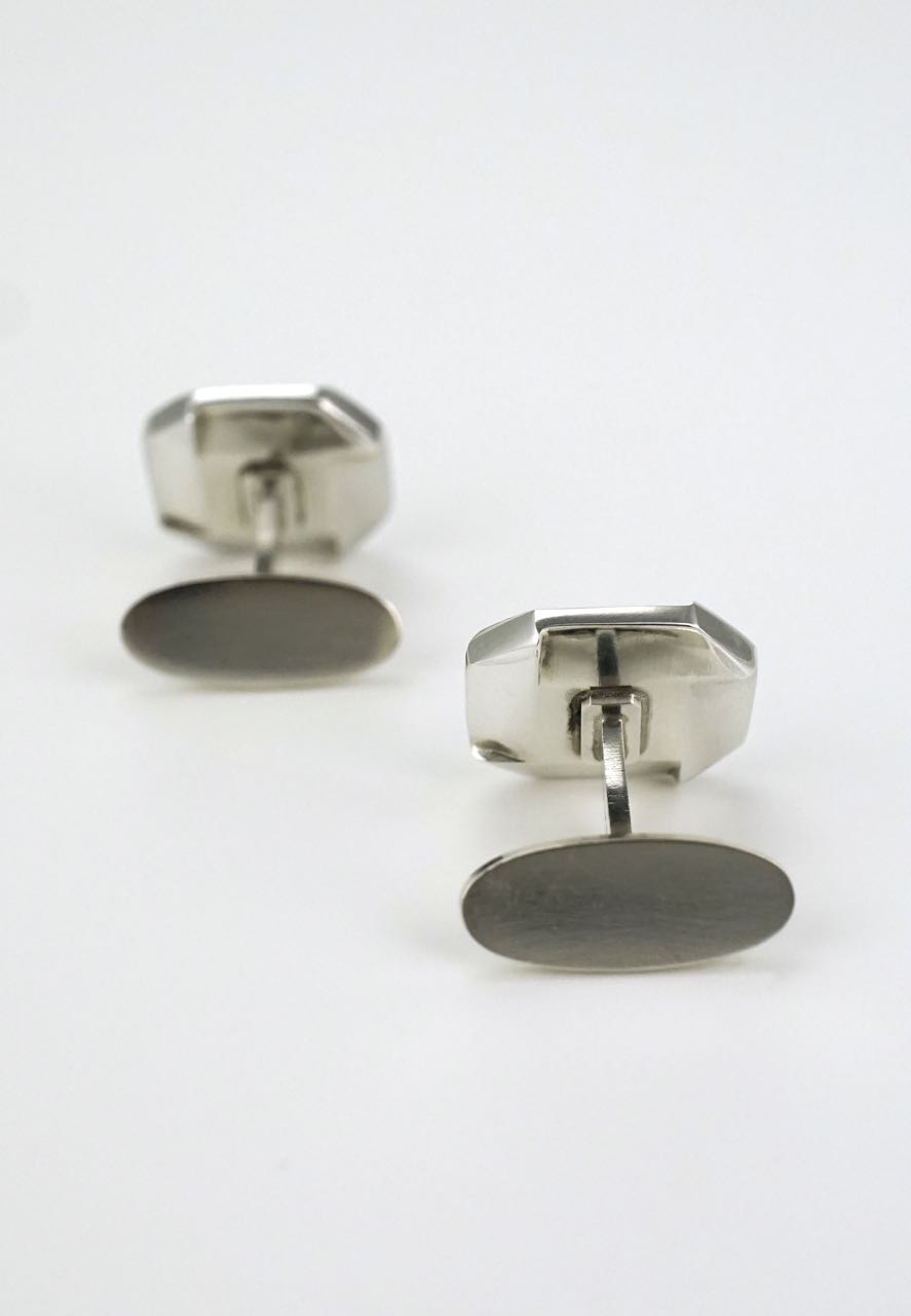 Vintage Georg Jensen silver onyx octagonal cufflinks - design 202 Alan Schraff