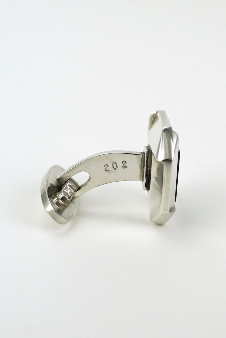 Vintage Georg Jensen silver onyx octagonal cufflinks - design 202 Alan Schraff