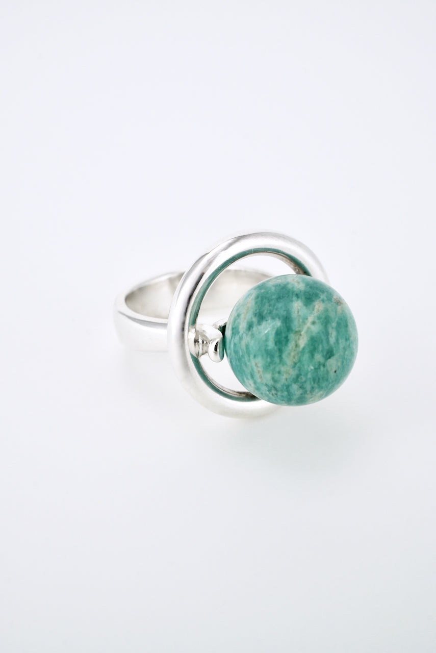 Vintage Hans Hansen Sterling Silver Amazonite Ring 1970s