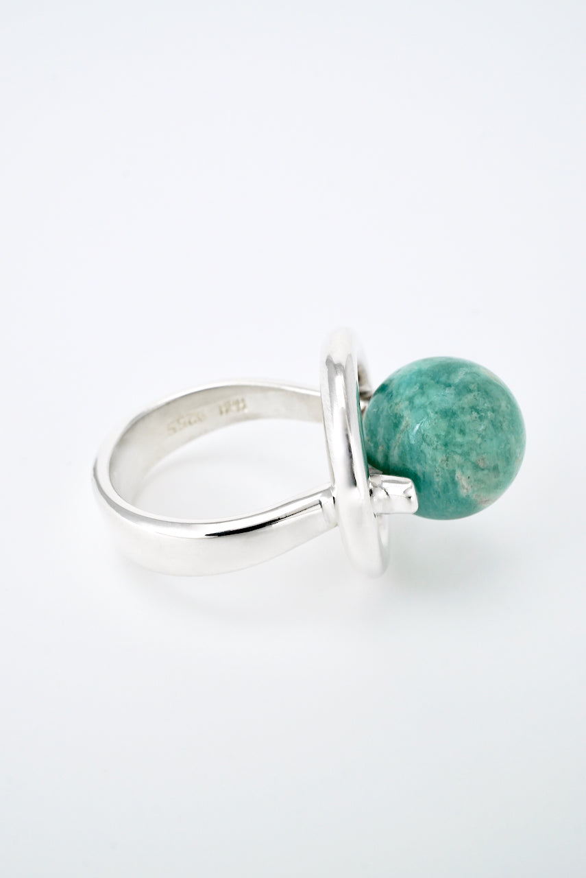 Vintage Hans Hansen Sterling Silver Amazonite Ring 1970s