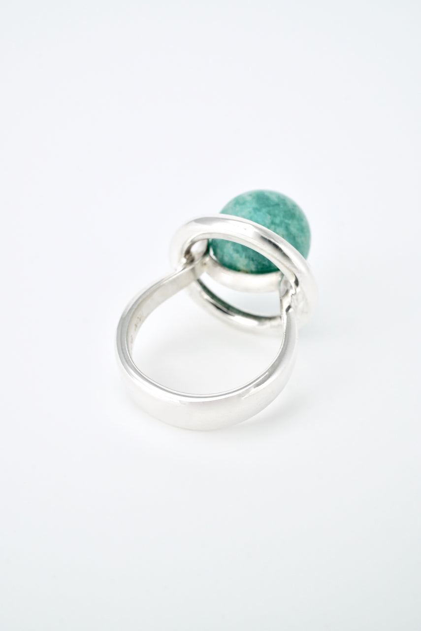 Vintage Hans Hansen Sterling Silver Amazonite Ring 1970s