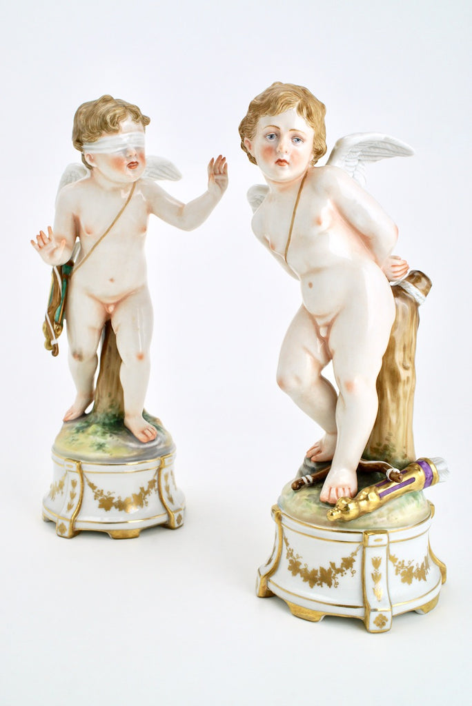 Vintage Pair of Cupid Porcelain Figures - Ginori 1930s