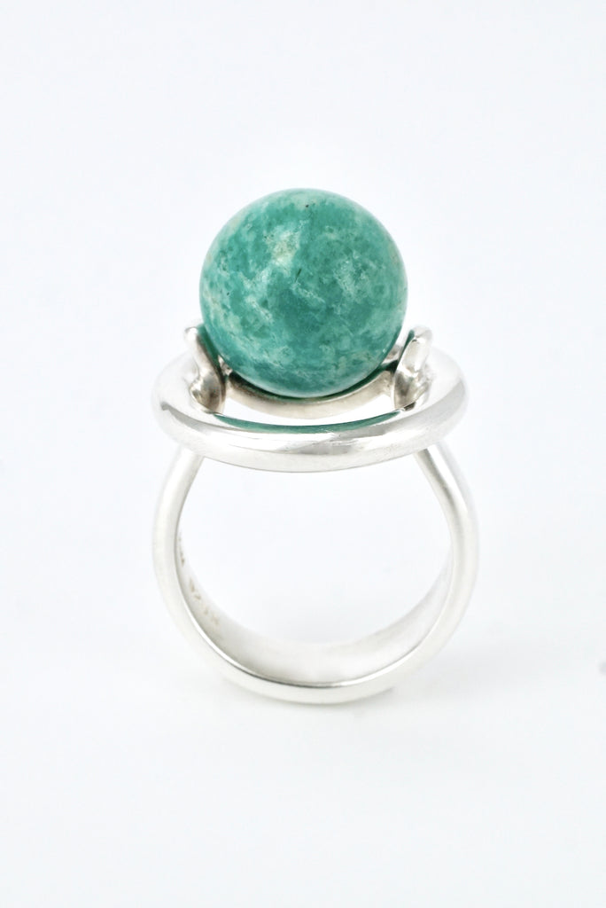 Vintage Hans Hansen Sterling Amazonite Ring 1970s