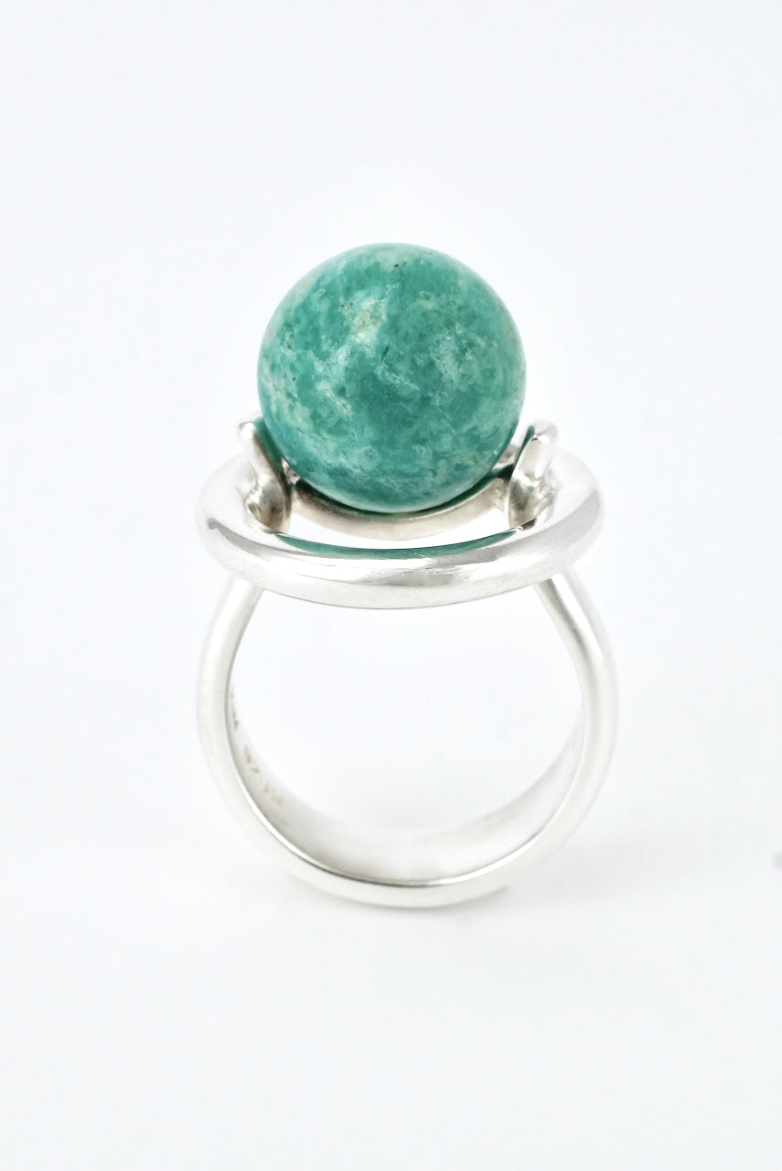 Vintage Hans Hansen Sterling Silver Amazonite Ring 1970s