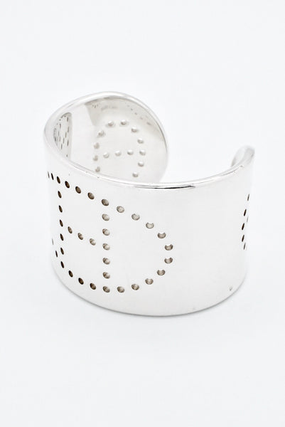 Vintage Hermes Sterling Silver Wide Eclipse Cuff Bangle Bracelet