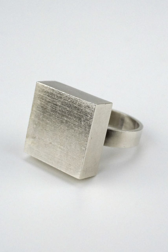 Vintage Arne Johansen Silver Square Tile Ring Denmark 1960s