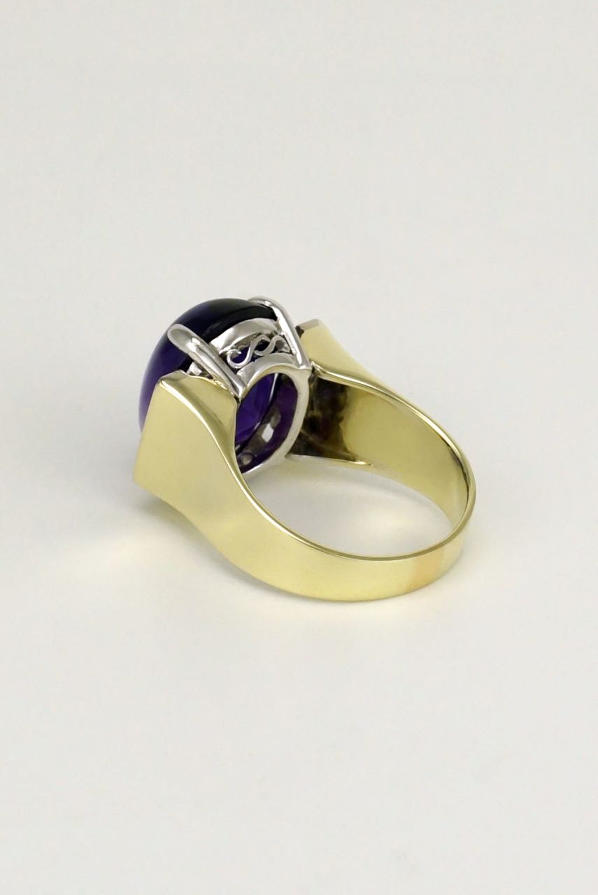 14k gold amethyst and diamond ring 1970s