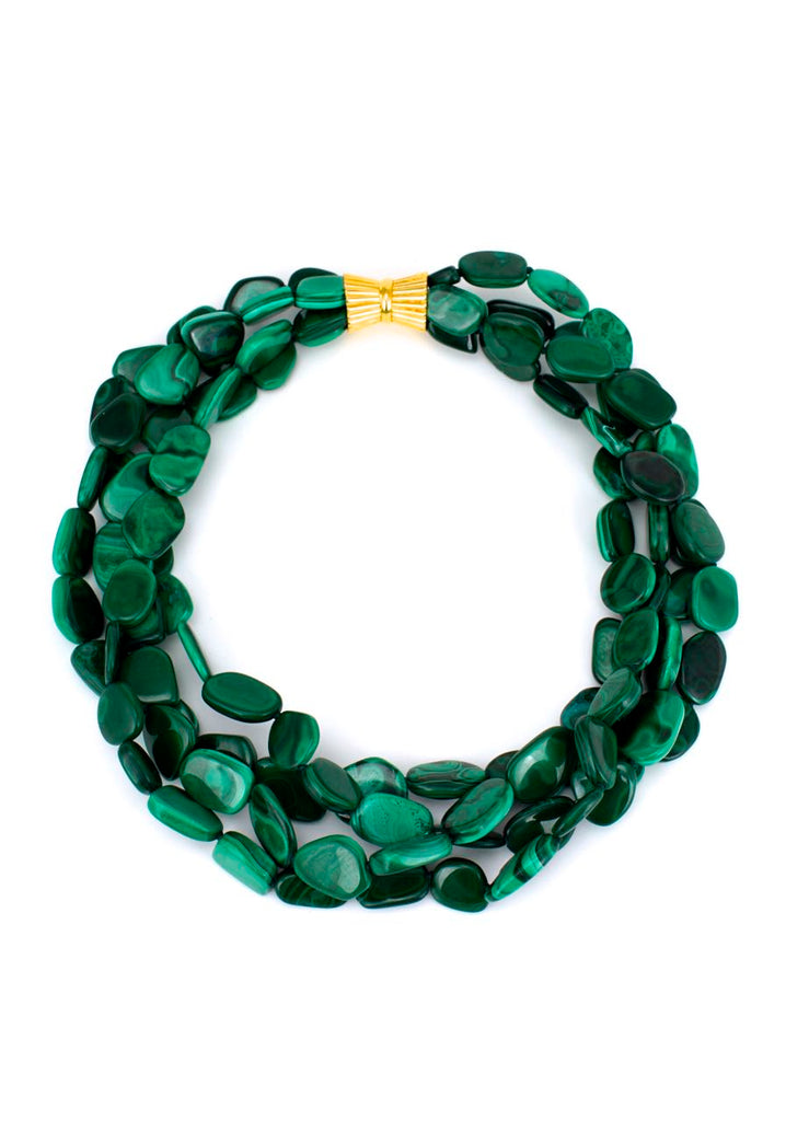 Malachite 4 strand bead necklace
