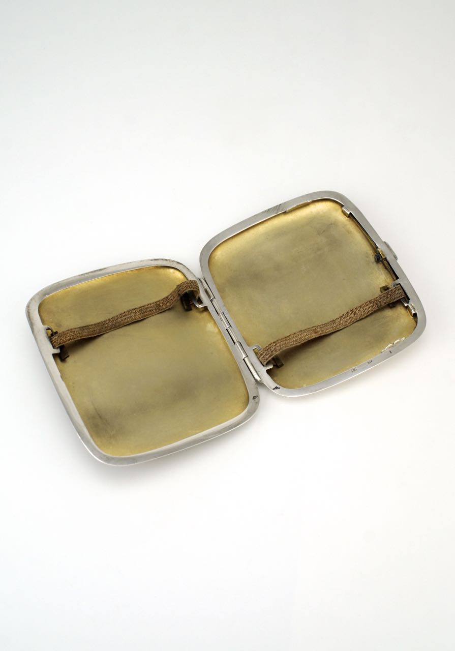 Antique Solid silver and enamel erotic cigarette case 1920s