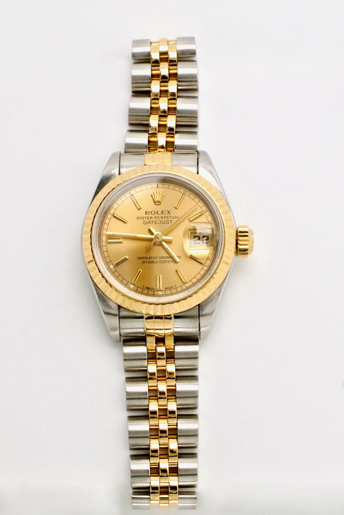 Vintage Rolex Datejust Stainless Steel and 18k Gold Ladies Wrist Watch