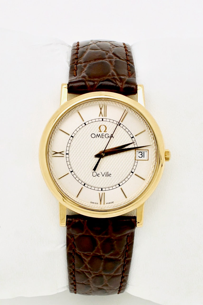 Vintage 18k Gold Omega De Ville Quartz Wrist Watch