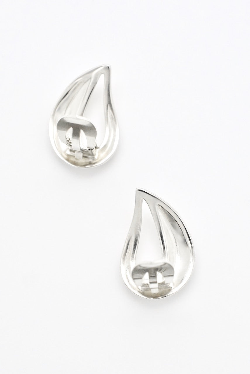 Vintage Georg Jensen Sterling Silver Open Drop Clip Earrings - design Hans Hansen
