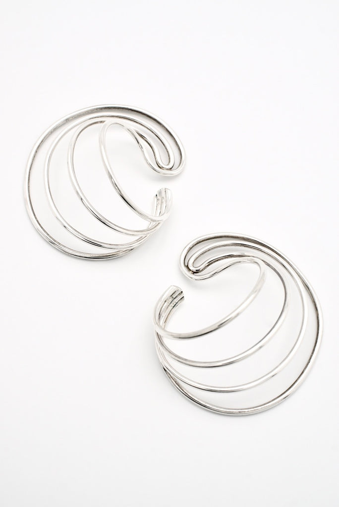 Vintage Georg Jensen Sterling Silver Double Alliance Sling Earrings - design Alan Schraff