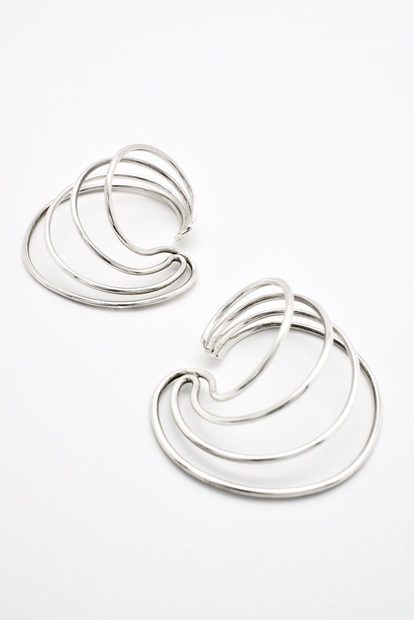 Vintage Georg Jensen Sterling Silver Double Alliance Sling Earrings - design Alan Schraff