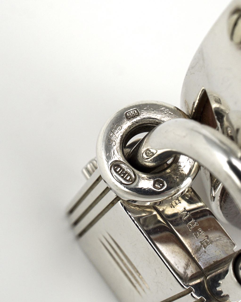 Vintage Hermes sterling silver and leather Kelly watch