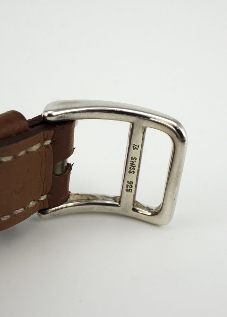 Vintage Hermes sterling silver and leather Kelly watch
