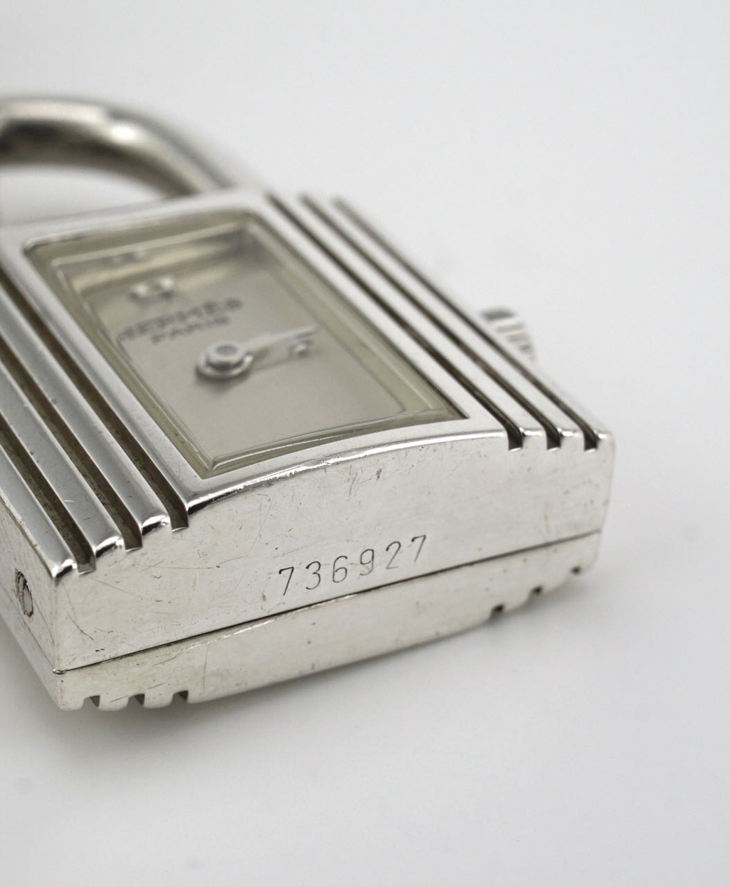 Vintage Hermes sterling silver and leather Kelly watch