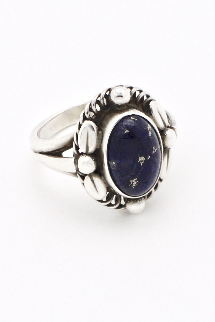 Vintage Georg Jensen Sterling Blue Lapis Ring - design 1A 1970s