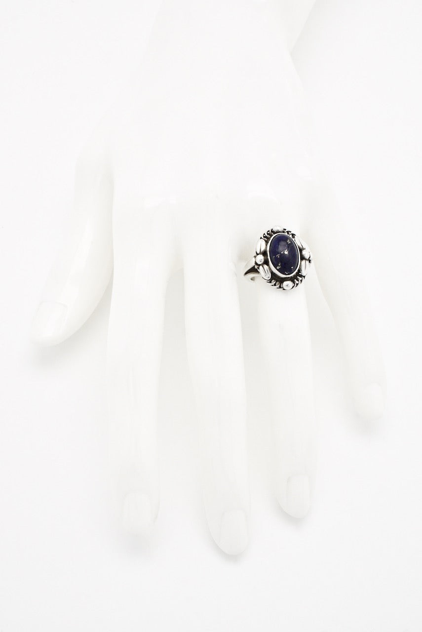 Vintage Georg Jensen Sterling Blue Lapis Ring - design 1A 1970s